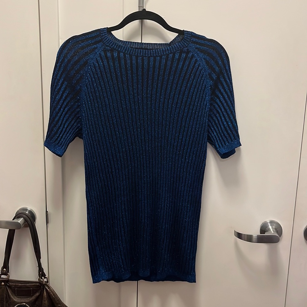 Blue muscle fit Ribbed T